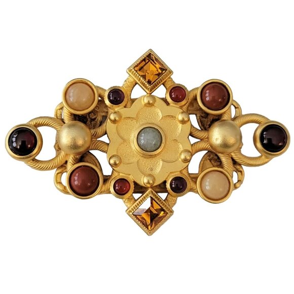 Natasha Stambouli Matte Gold Tone Etruscan, Mogul Cabochon,...